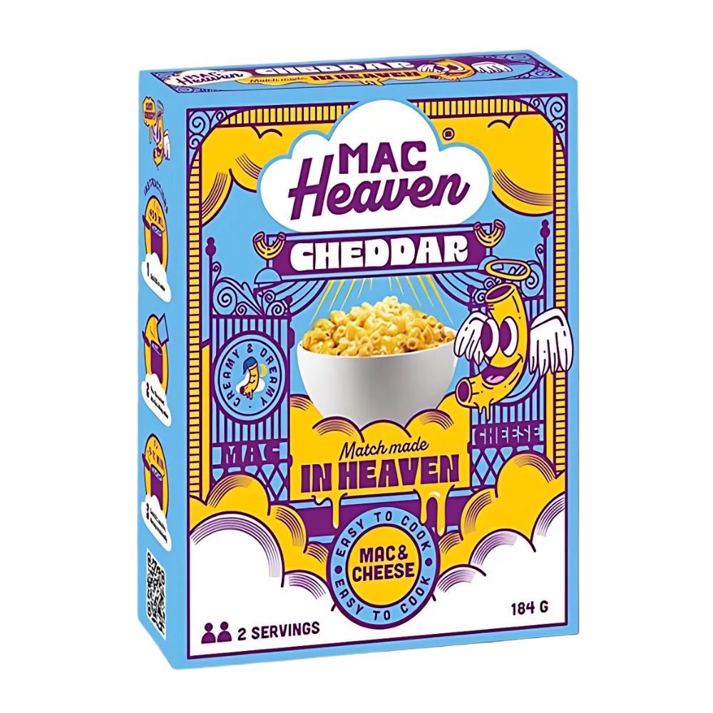 Confezione da 184g, maccheroni con salsa al formaggio cheddar Mac Haven.