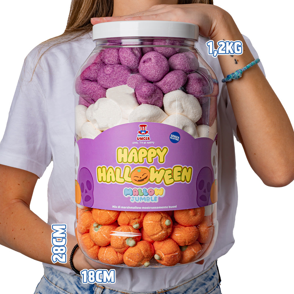 Mallow Jumble "Joyeux Halloween", bocal de marshmallow à composer avec vos saveurs préférées 