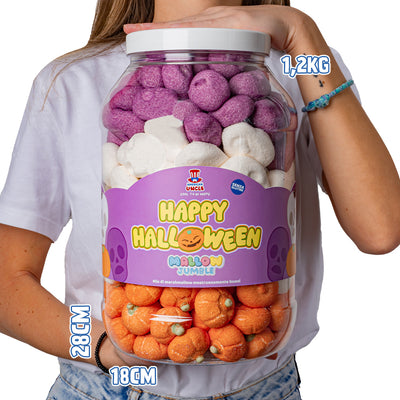 Mallow Jumble "Happy Halloween", bocal de guimauve à composer avec tes goûts préférés