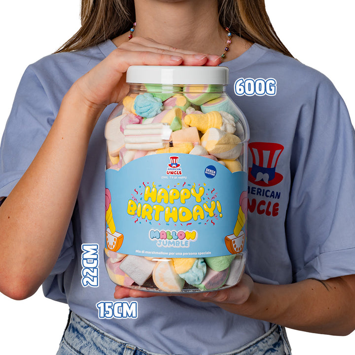 Mallow Jumble “Joyeux Anniversaire”, pot de marshmallow à composer avec vos saveurs préférées 