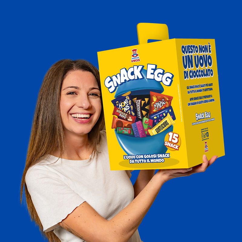 American Uncle Snack Egg M, œuf de 15 snack sucrés et salés surprise 