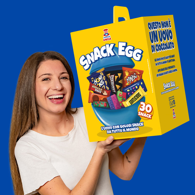 American Uncle Snack Egg L, œuf de 30 snack sucrés et salés à surprise 