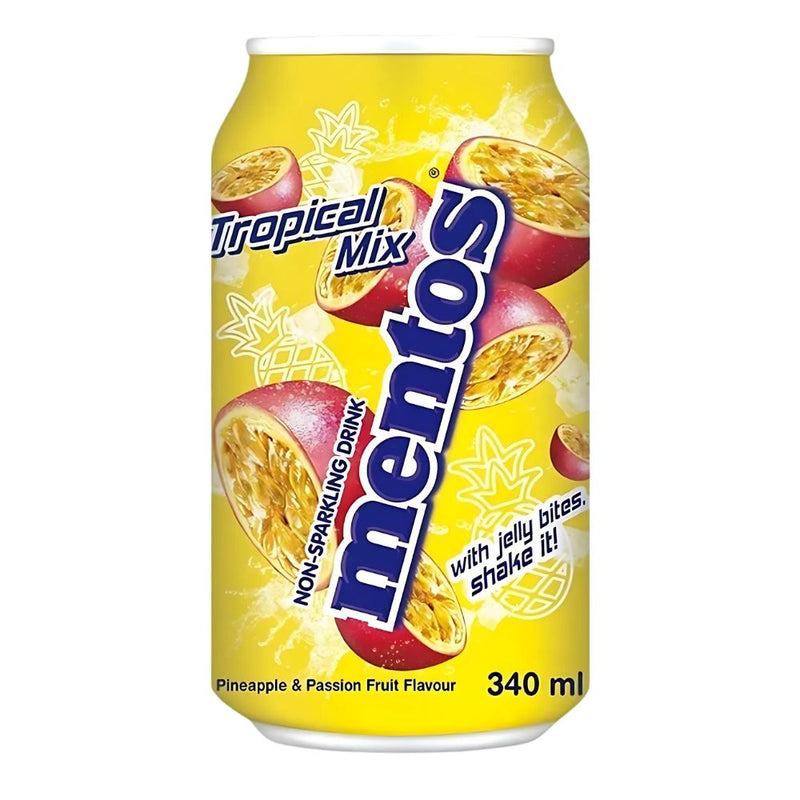 Confezione da 340ml, bevanda al gusto di frutti tropicali Mentos.