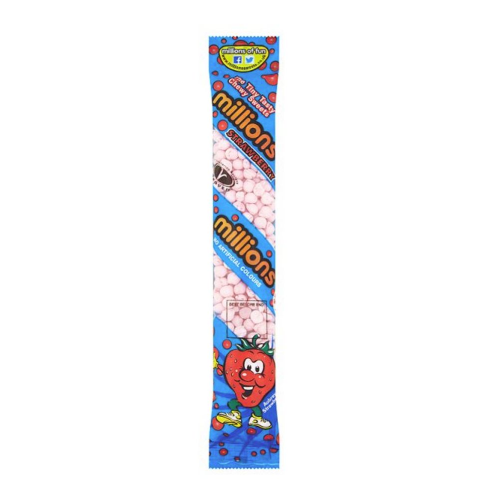 Millions Strawberry, bonbons durs à la fraise de 55g 