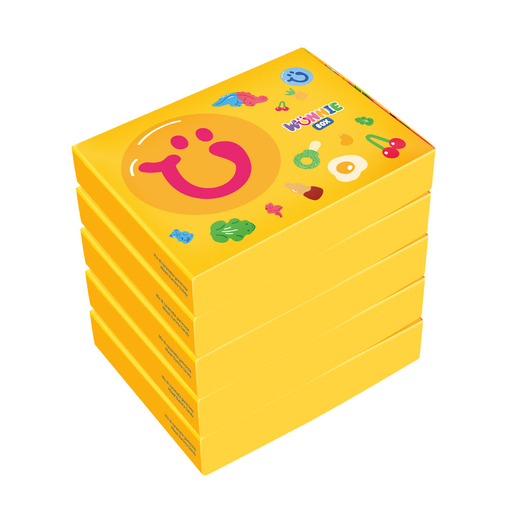 Wunnie box "Smile", 5 boîtes de bonbons gélifiés aux saveurs assorties de 480g 