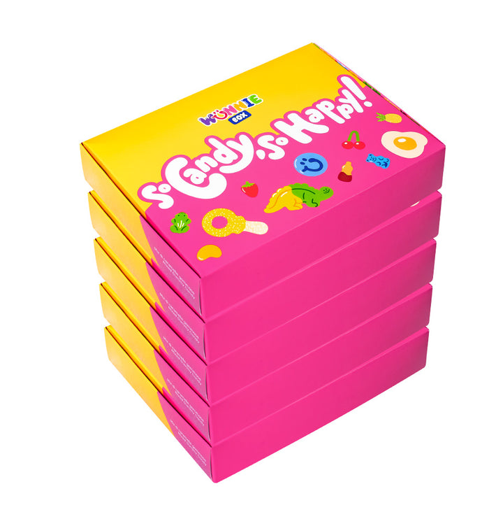 Wunnie box "Smile", 5 boîtes de bonbons gélifiés aux saveurs assorties de 480g 