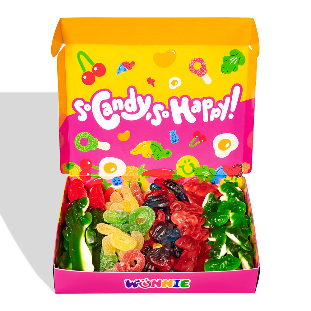 Wunnie box "Smile", 5 boîtes de bonbons gélifiés aux saveurs assorties de 480g 