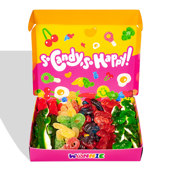 Wunnie box "Smile", 5 boîtes de bonbons gélifiés aux saveurs assorties de 480g 