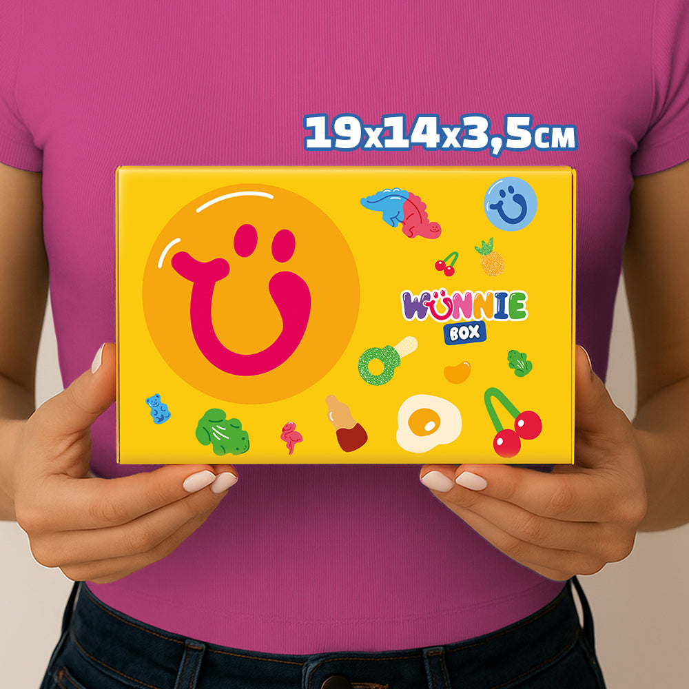 Wunnie box "Smile", 5 boîtes de bonbons gélifiés aux saveurs assorties de 480g 