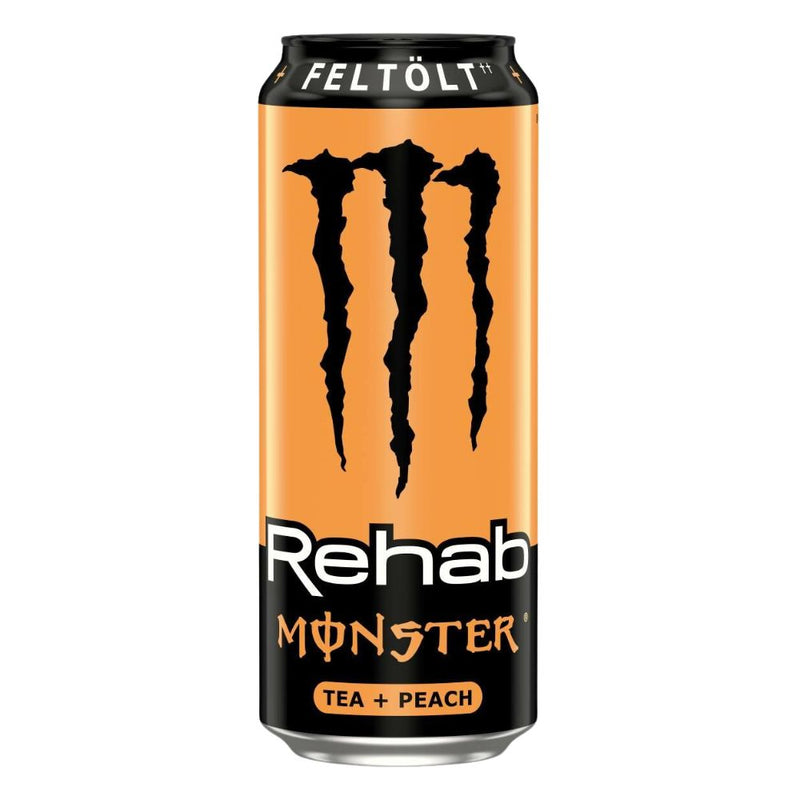 Confezione da 500ml, bevanda energetica al gusto di pesca Monster.