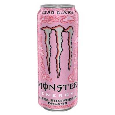 Confezione da 500ml, bevanda energetica al gusto di fragola Monster.