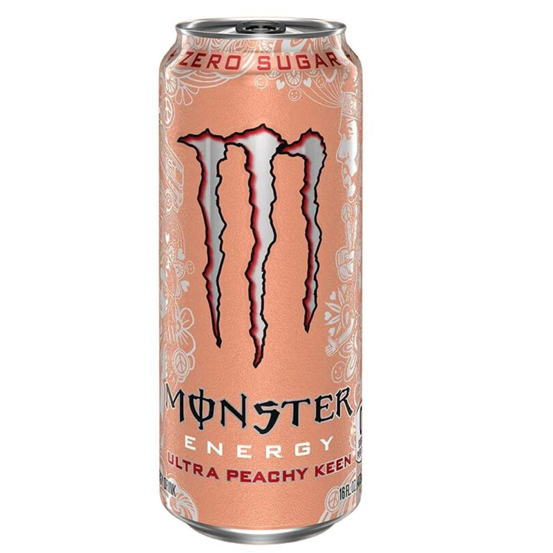 Confezione da 500ml energy drink al gusto di pesca Monster.