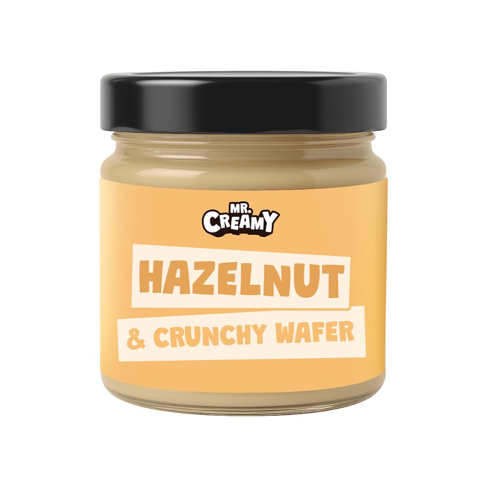 Mr. Creamy Hazelnut & Crunchy Wafer, crema spalmabile alle nocciole con granella di wafer da 200g