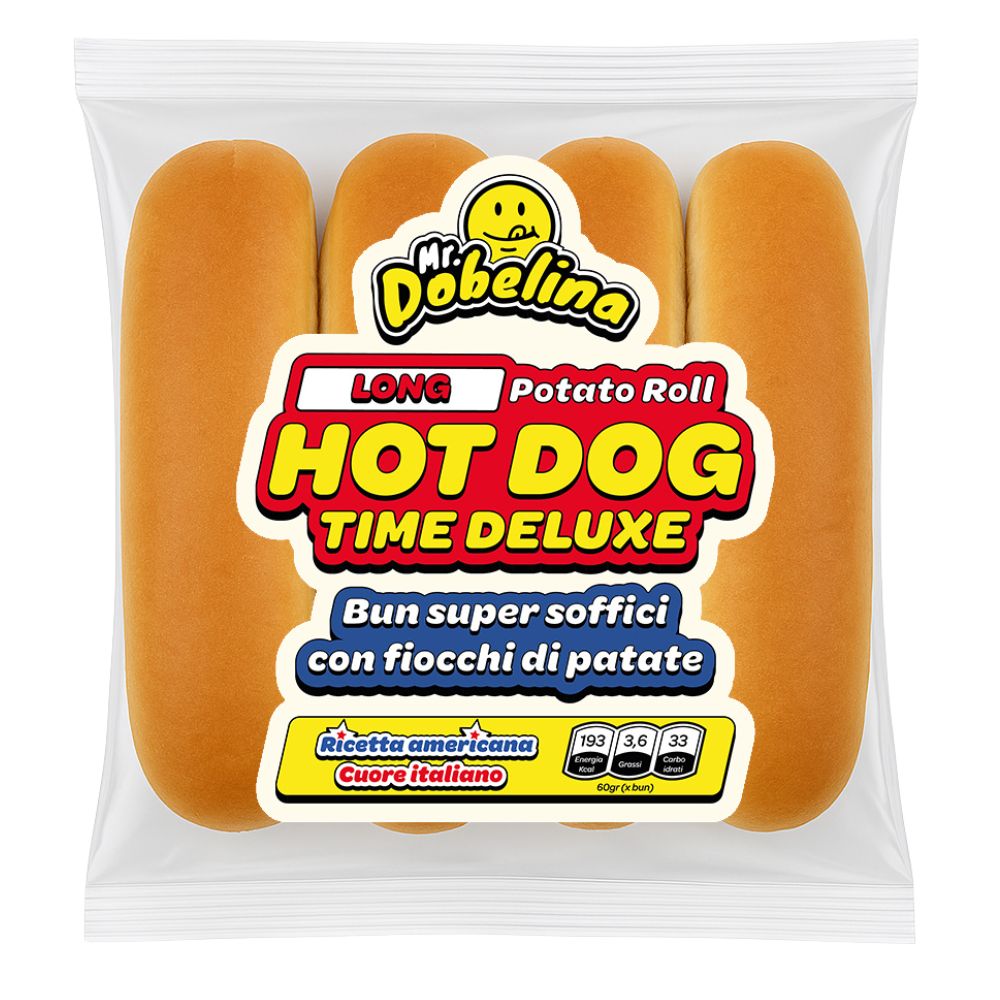 Hot Dog Potato Roll, 4 petits pains de pommes de terre pour hot dog de 60g 