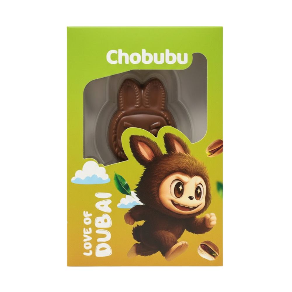 Noesis Chobubu Love de Dubaï, chocolat au lait avec pistaches et filaments de pâte grillée de 75g.