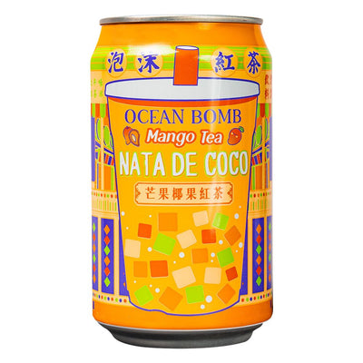 Confezione da 315ml, bevanda di tè nero con nata de cocco aromatizzata al gusto di mango Ocean Bomb.