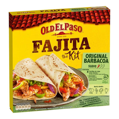 Confezione da 500g, tortillas con salsa di pomodoro e mix di condimento per fajita Old El Paso.