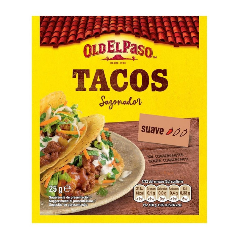 Confezione da 25g, mix di spezie per tacos Old El Paso.