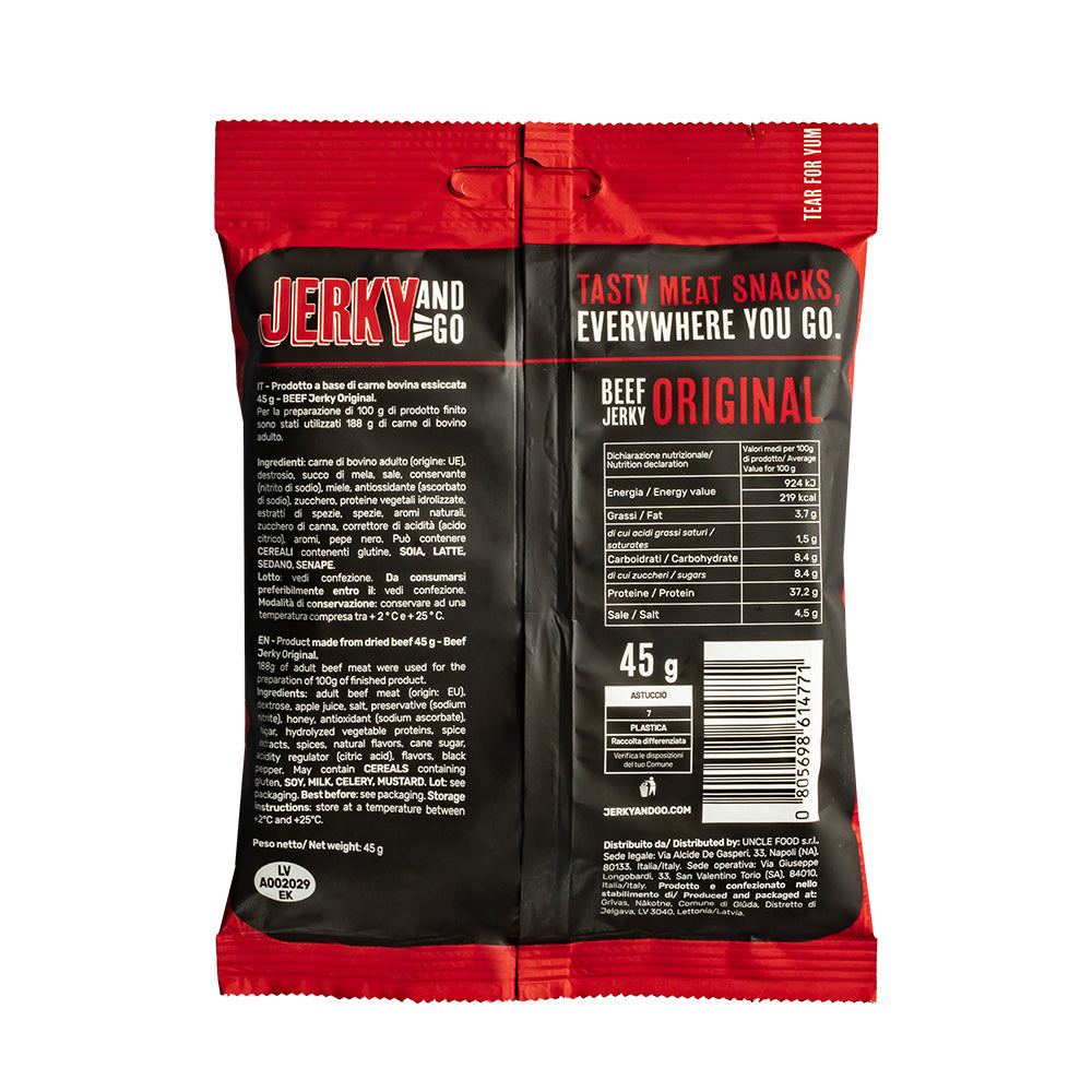 Jerky and Go Beef Jerky Original, viande séchée de bœuf de 45g 