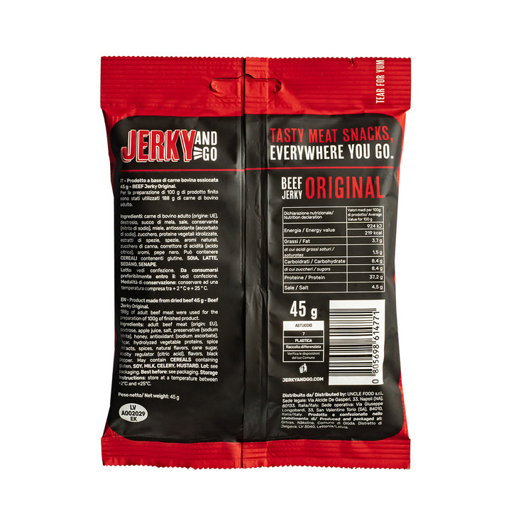 Jerky and Go Beef Jerky Original, viande séchée de bœuf de 45g 