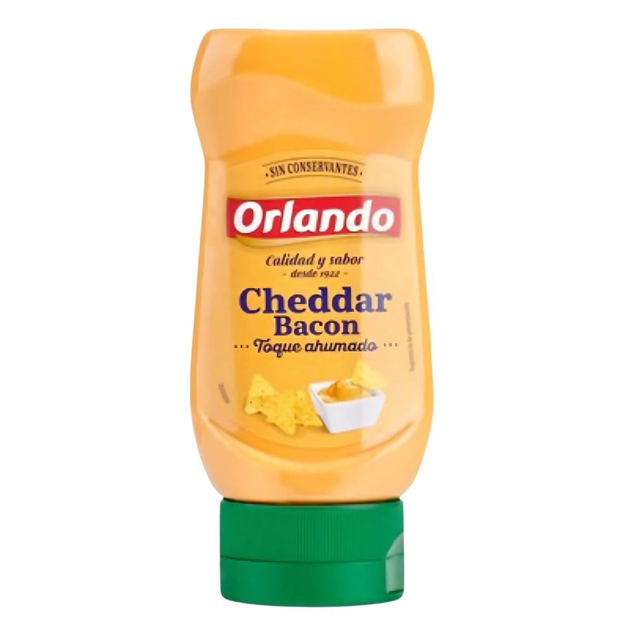 Confezione da 245g, salsa dal sapore di cheddar fuso e bacon affumicato Orlando.