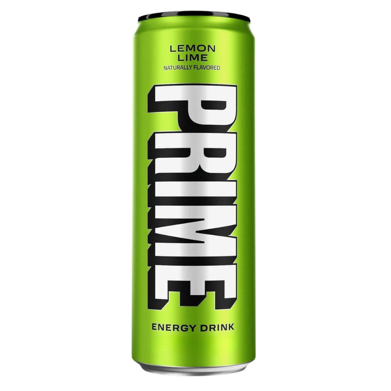 Confezione da 330ml di energy drink al gusto di limone e lime Prime.