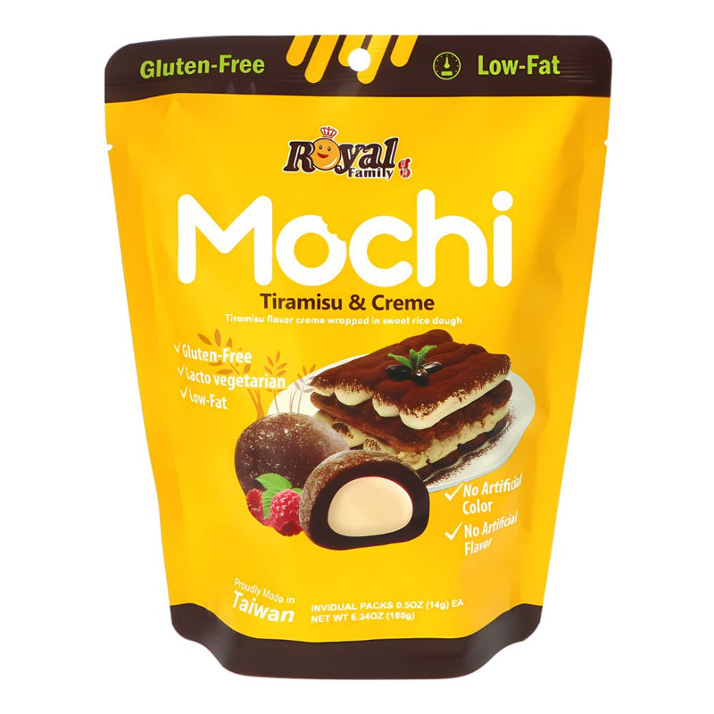 Confezione da 180g, mochi al gusto di tiramisu Royal family.