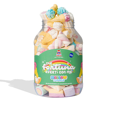 Mallow Jumble “Che fortuna averti con me”, bocal de marshmallows à composer avec vos saveurs préférées