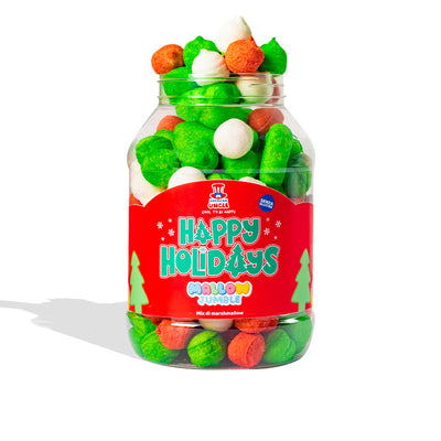 Mallow Jumble “Happy Holidays”, bocal de guimauves à composer avec vos goûts préférés