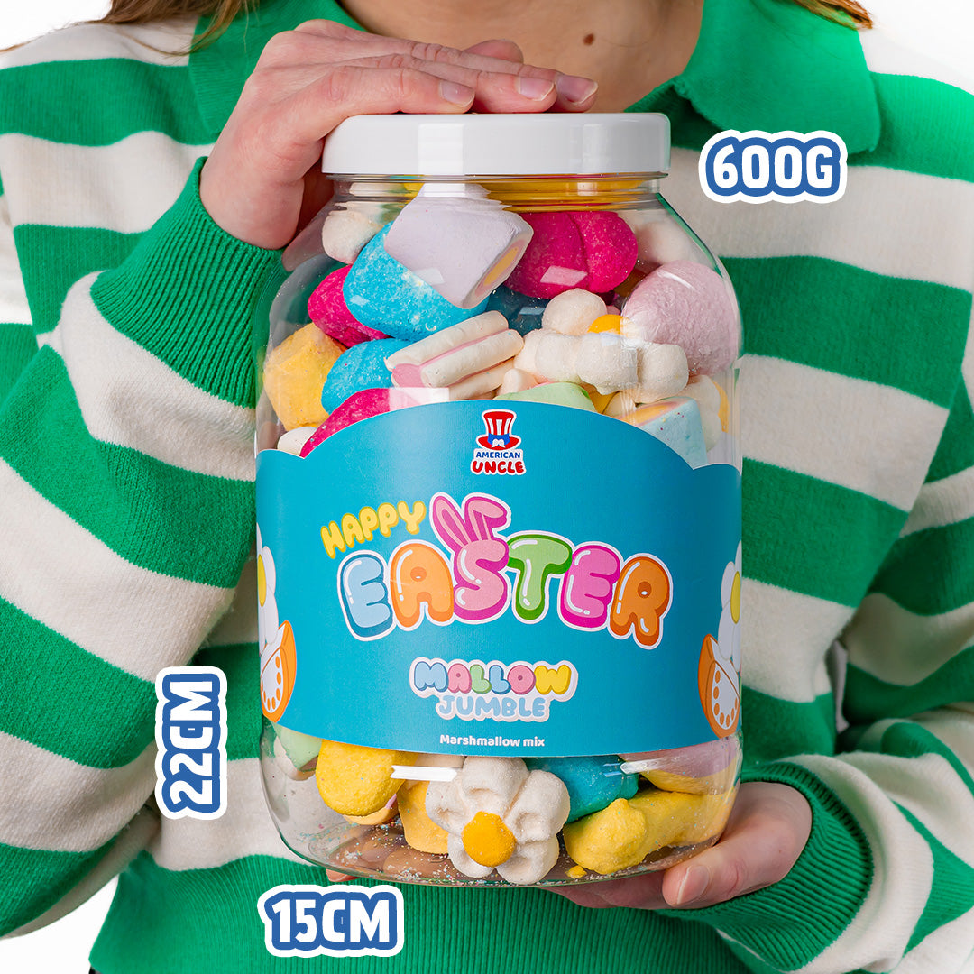 Mallow Jumble "Joyeuses Pâques", pot de marshmallow à composer avec vos goûts préférés 