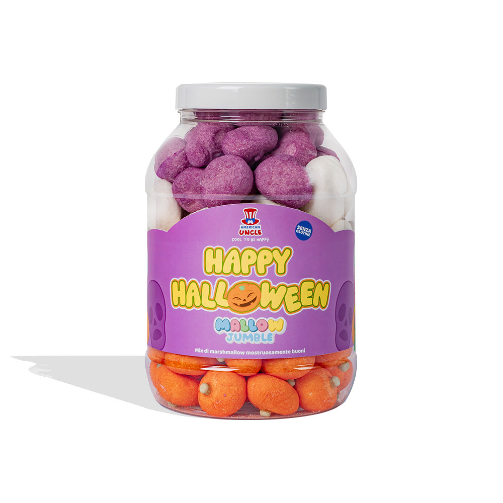 Mallow Jumble "Joyeux Halloween", bocal de marshmallow à composer avec vos saveurs préférées 