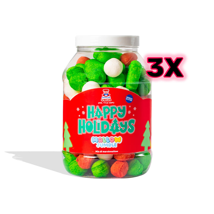 3x Mallow Jumble “Joyeuses Fêtes”, 3 bocaux de marshmallow à composer avec vos goûts préférés 
