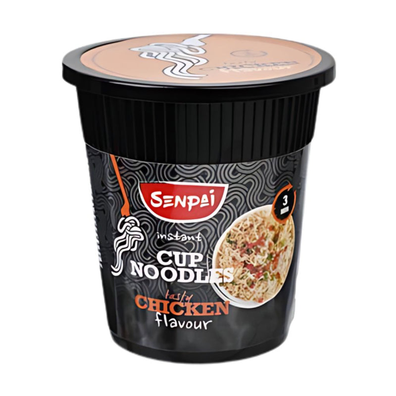 Confezione da 60g si noodles al gusto di pollo Senpai.