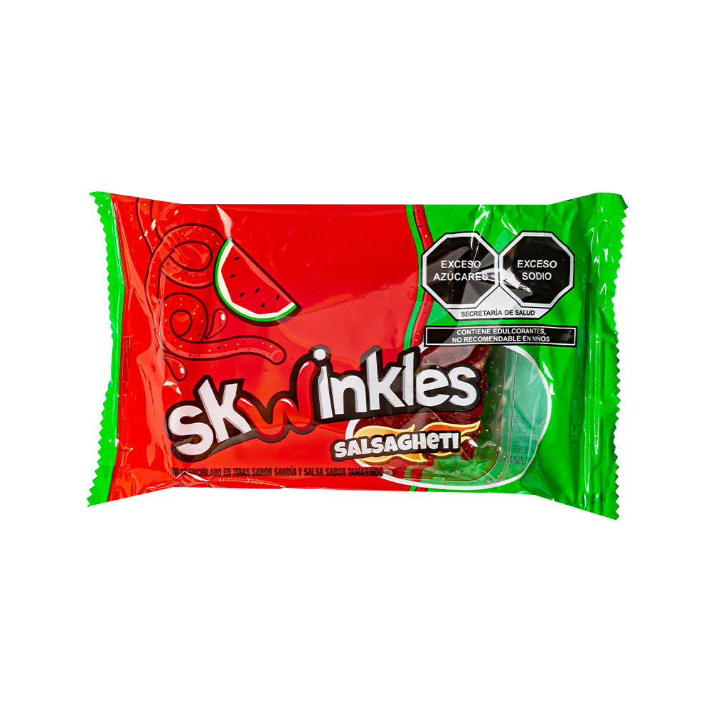 Confezione da 24g di caramelle piccanti all'anguria con salsa Skwinkles