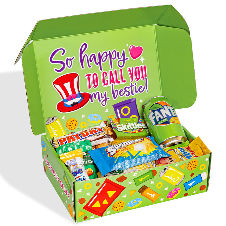 Snack Box «Meilleures Amies pour Toujours», boîte surprise de 20 snack douceurs, salées et boissons pour la meilleure amie 