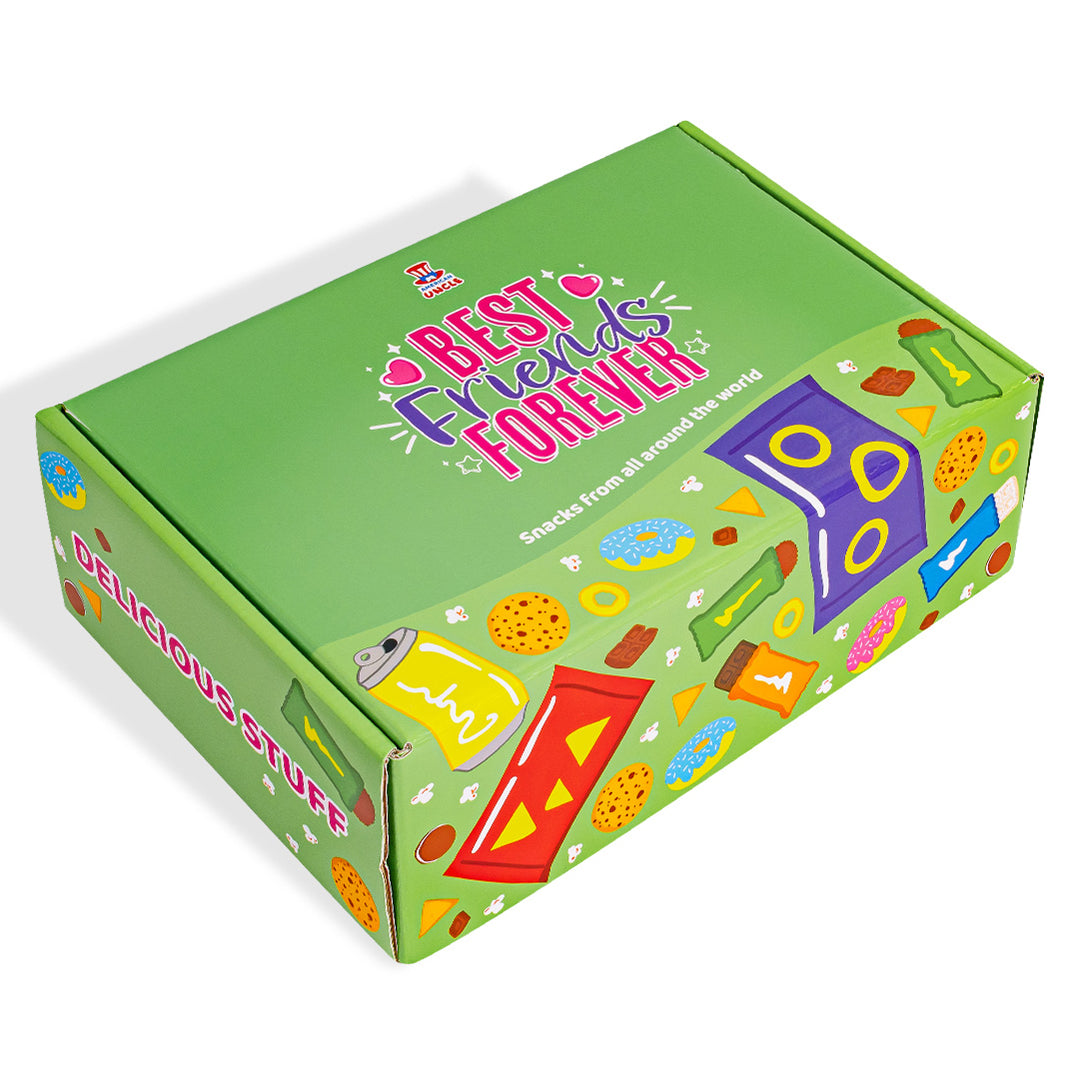Snack Box «Meilleures Amies pour Toujours», boîte surprise de 20 snack douceurs, salées et boissons pour la meilleure amie 