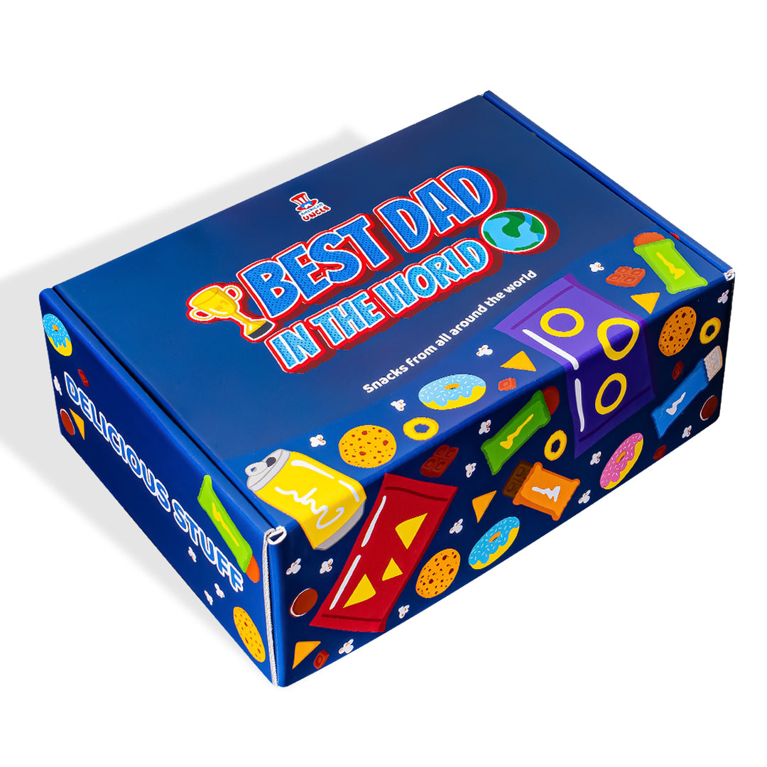 Snack Box "Meilleur Papa", boîte surprise de 20 snack douceurs, salées et boissons pour le papa 