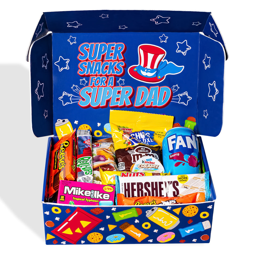 Snack Box "Meilleur Papa", boîte surprise de 20 snack douceurs, salées et boissons pour le papa 