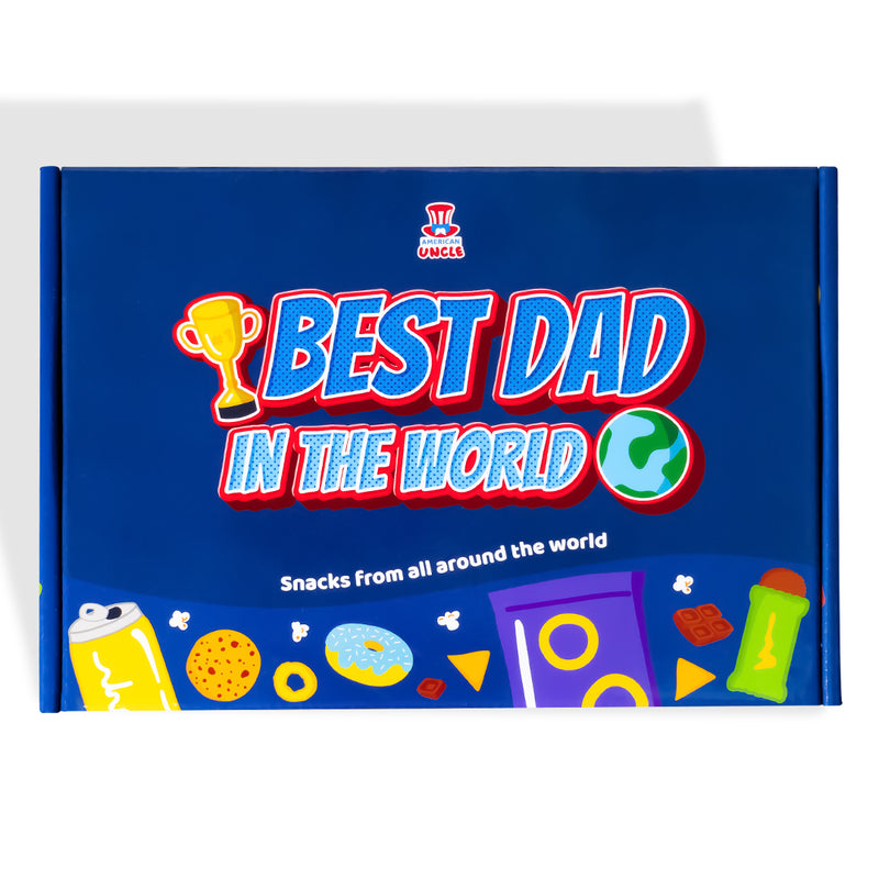 Snack Box “Papà migliore del mondo”, boîte surprise de 20 snacks sucrés, salés et boissons pour le papa