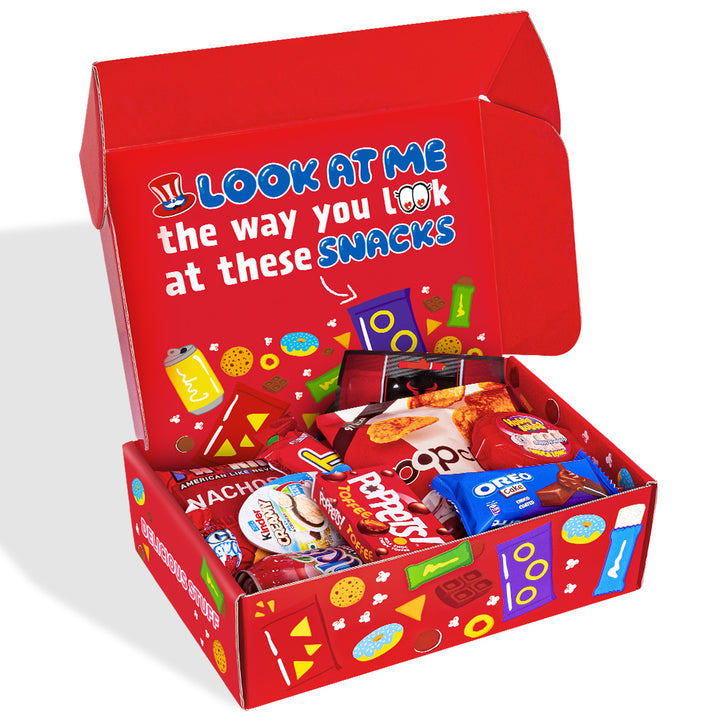 Snack Box "Je t'aime", boîte surprise de 20 snack douceurs, salés et boissons 