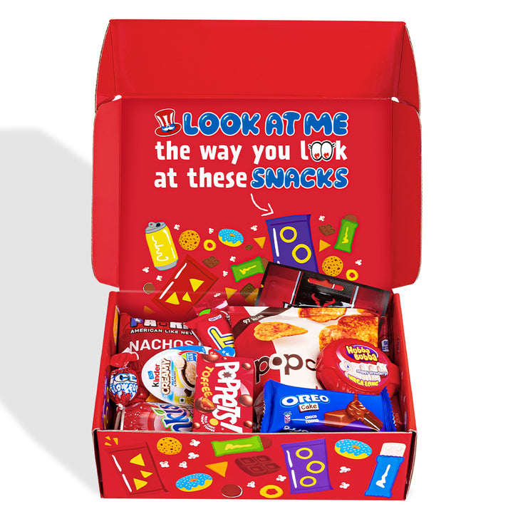 Snack Box "Je t'aime", boîte surprise de 20 snack douceurs, salés et boissons 
