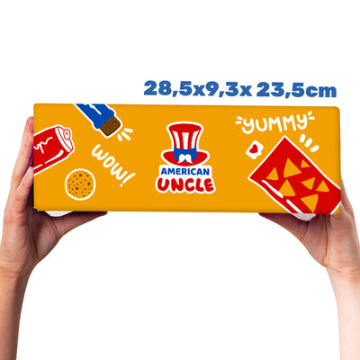 Snack box d'au moins 15 produits internationaux : sucrés, salés et boissons