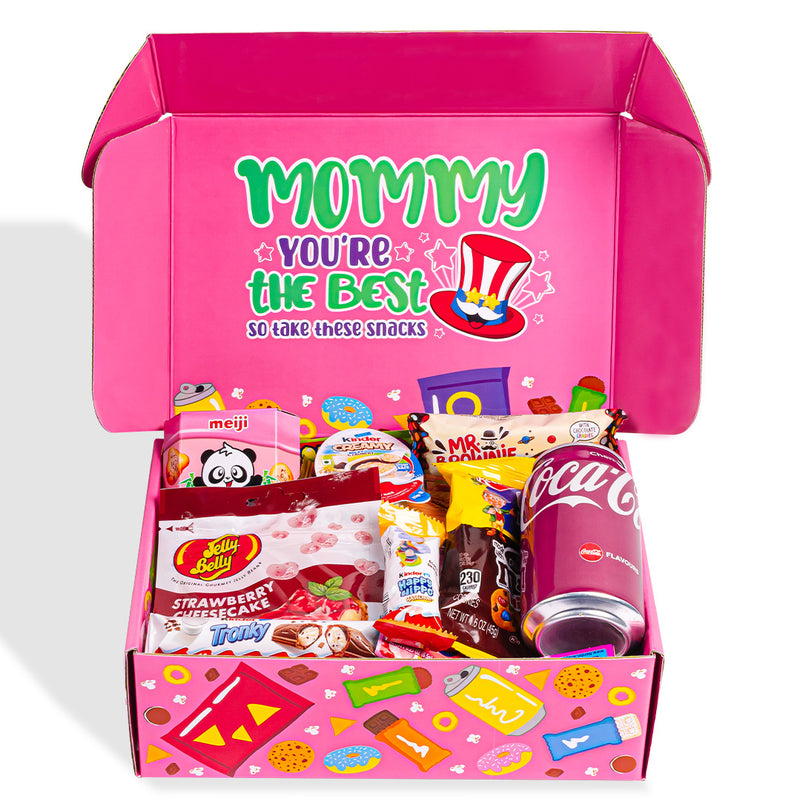 Snack Box “Super Mommy”, boîte surprise de 20 snacks sucrés, salés et boissons pour la maman