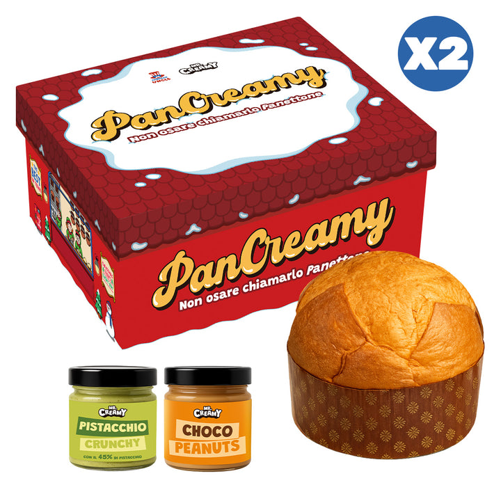 2x PanCreamy Vanille, Panettone artisanal de 900g + Mr. Creamy Pistache Croquant et Choco Cacahuètes de 200 g 