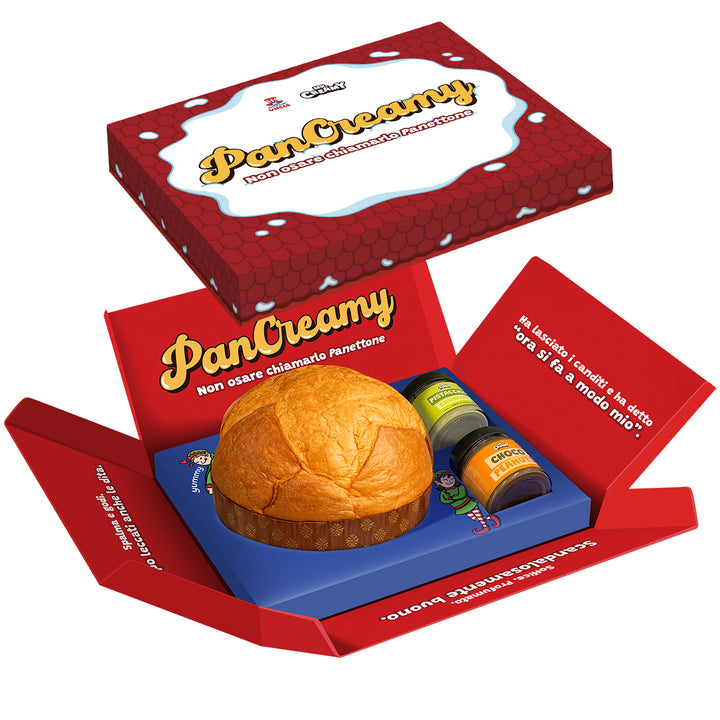 PanCreamy Vanille, Panettone artisanal de 900g + Mr. Creamy Pistache Croquant et Choco Cacahuètes de 200 g 