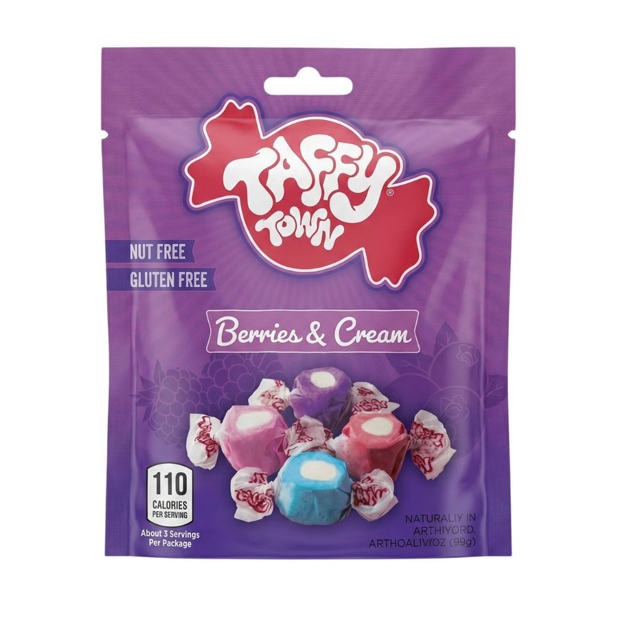 Taffy Town Berries & Cream, mix assortito di caramelle taffy al gusto di frutti di bosco da 99g