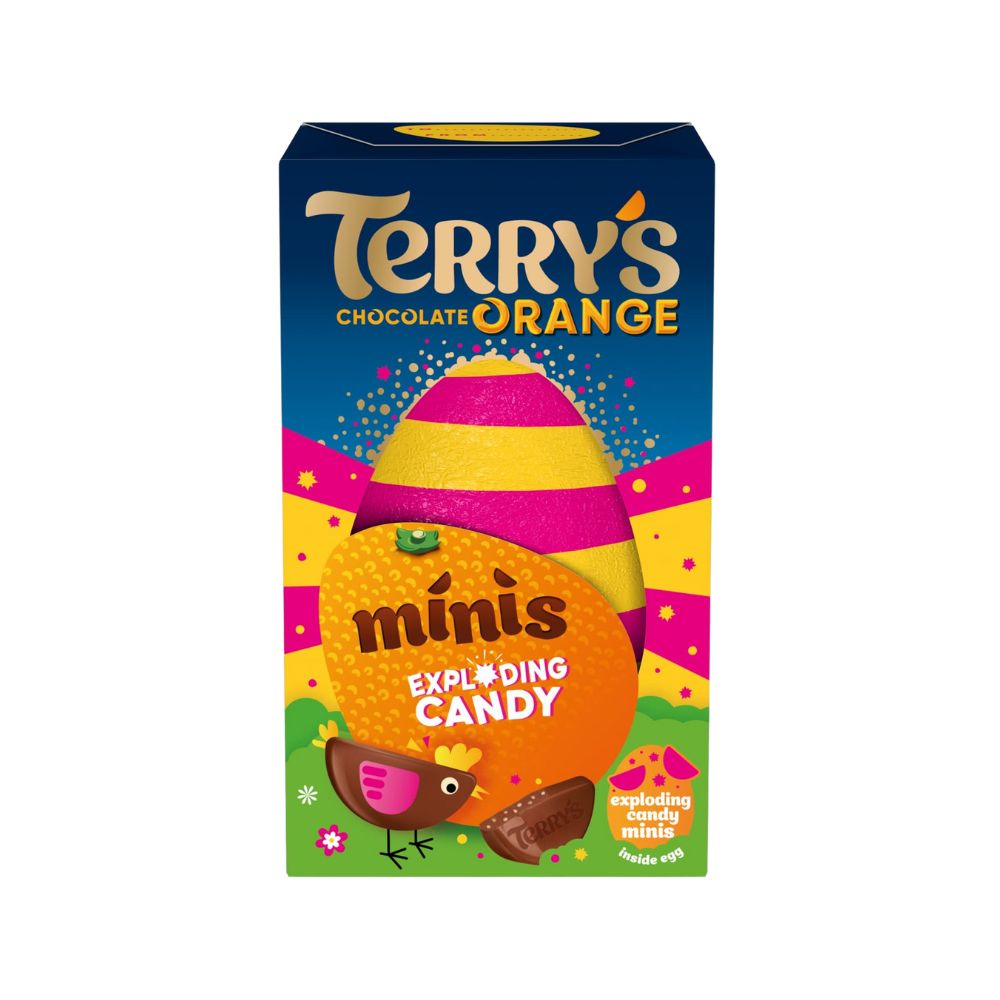 Terry's Chocolate Orange Minis Exploding Candy, uovo di cioccolato al gusto d'arancia con caramelle frizzanti da 91g