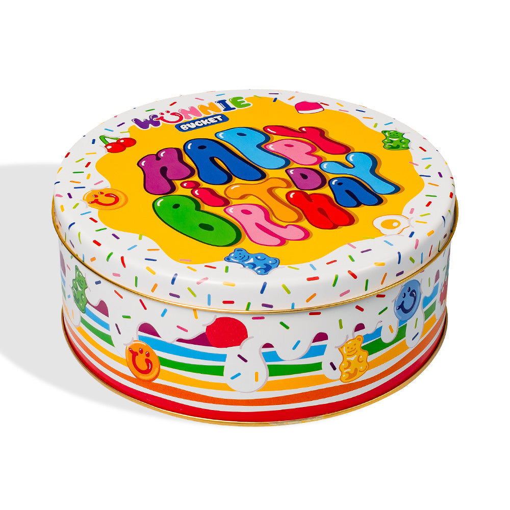 Wunnie Bucket “Joyeux Anniversaire”, boîte de bonbons gélifiés à composer avec les saveurs préférées de la personne fêtée - 2 kg 