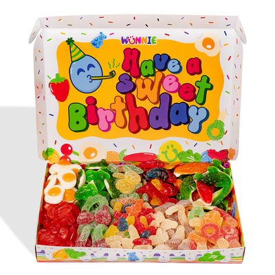 Wunnie box «Joyeux Anniversaire», la Candy box à composer avec les bonbons gélifiés préférés de la personne célébrée - 1 kg 