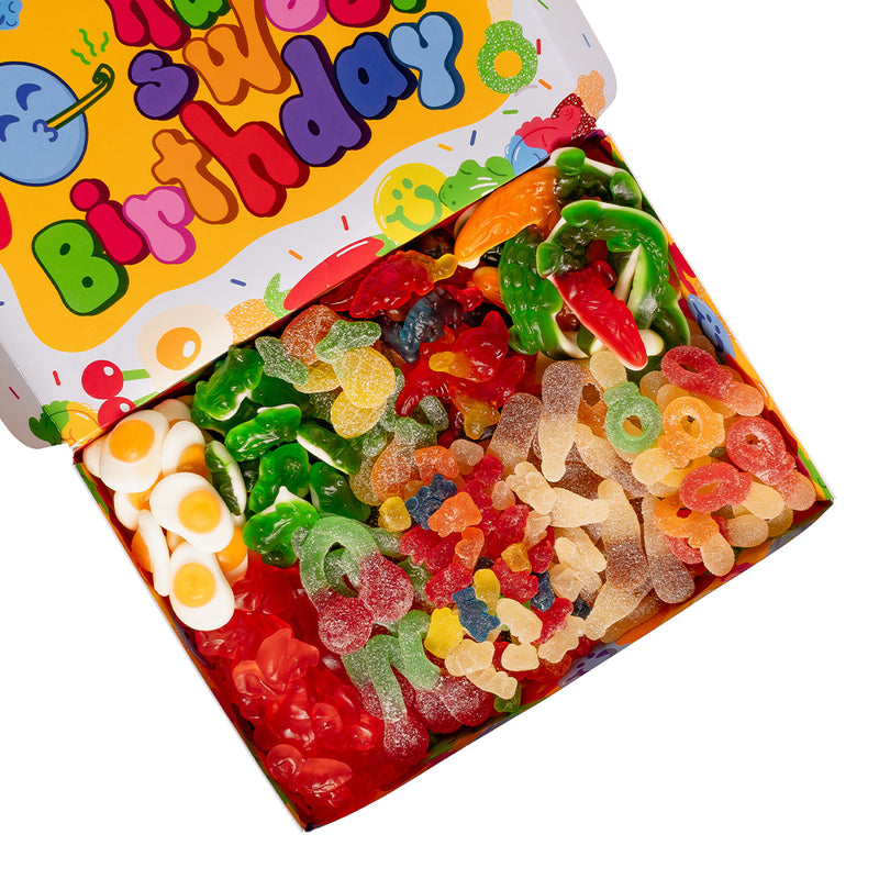 Wunnie box «Joyeux Anniversaire», la Candy box à composer avec les bonbons gélifiés préférés de la personne célébrée - 1 kg 